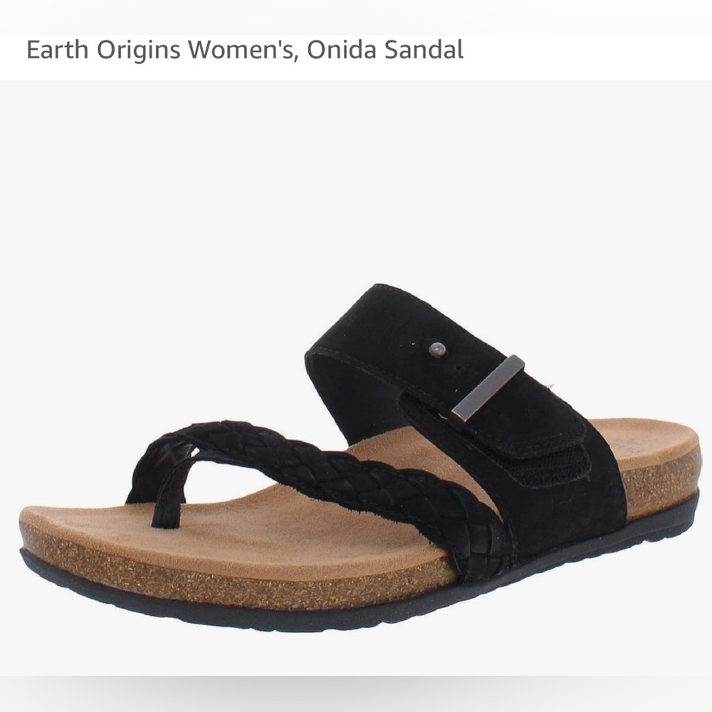 EARTH ORIGINS BLACK SUEDE WOVEN BRAID SINGLE TOE WRAP SLIDE SANDAL SIZE 10